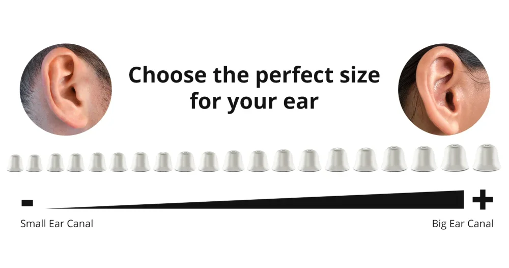 Ten pairs of silicone ear domes included with the Nebroo PRO 3.0 for a custom fit